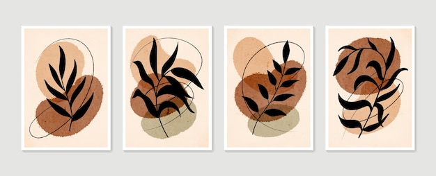 Sammlung zeitgenössischer plakate. botanisches wandset. minimale und natürliche wandkunst.