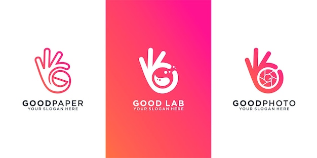 Sammlungshand gutes logo-icon-set
