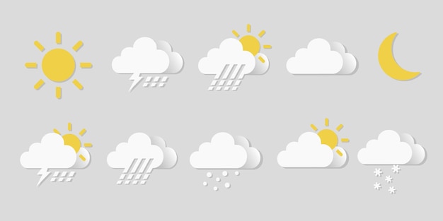 Sammlungssatz von Cartoon-Wettersymbolen