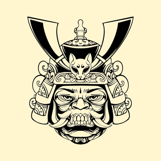 Vektor samurai bali maske vektor umrisskunst