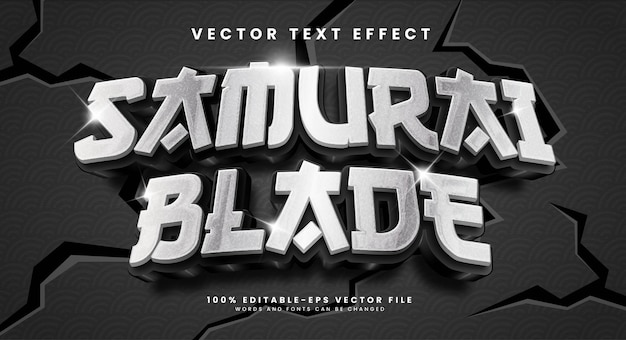 Samurai Blade editierbarer Vektortexteffekt mit silbernem Konzept