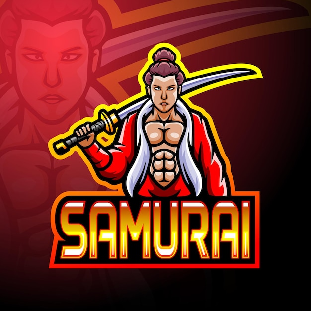 Samurai e sport logo-maskottchen-design