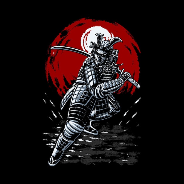 Samurai Kopf Krieger Illustration Design