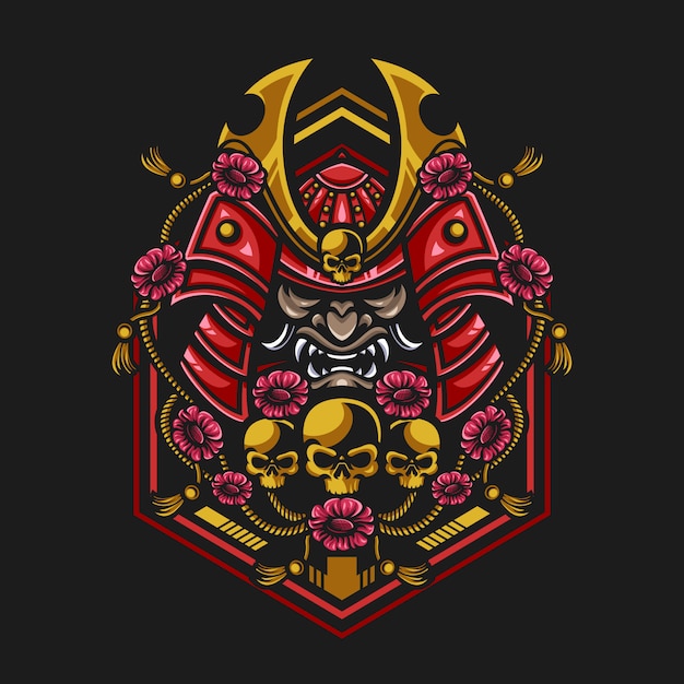 Vektor samurai-kriegermaskenillustration