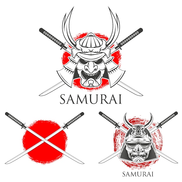 Samurai-maske. design-elemente