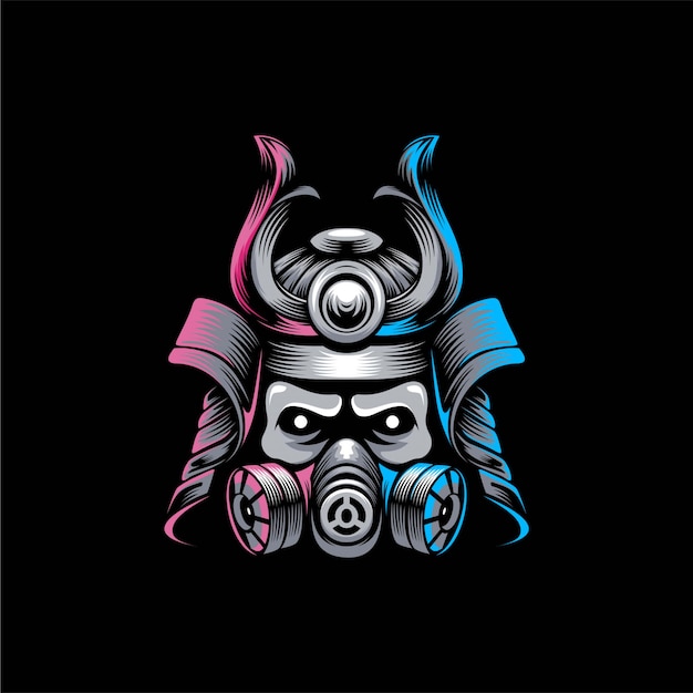 Samurai maske logo design illustration