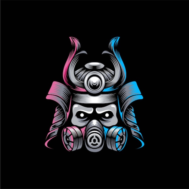 Samurai Maske Logo Design Illustration