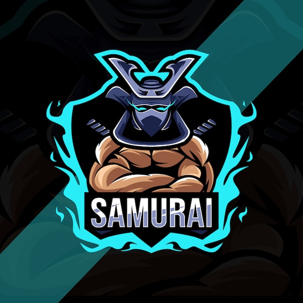 Samurai maskottchen logo esport design