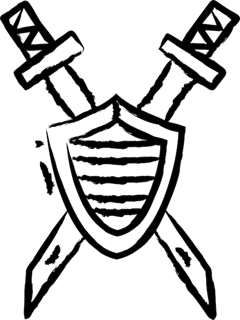 Samurai-schild handgezeichnete vektorillustrationen