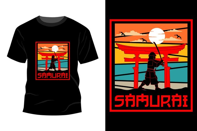 Samurai t-shirt mockup design vintage retro