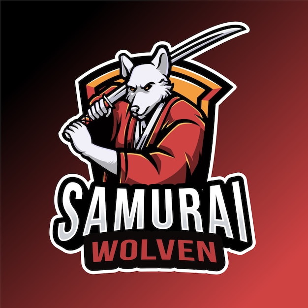 Samurai wolven logo vorlage