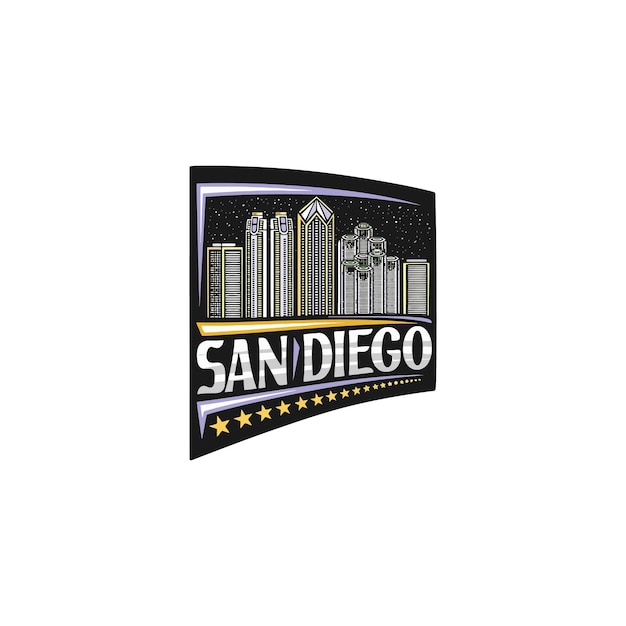 San diego skyline wahrzeichen flagge aufkleber emblem abzeichen reise souvenir illustration