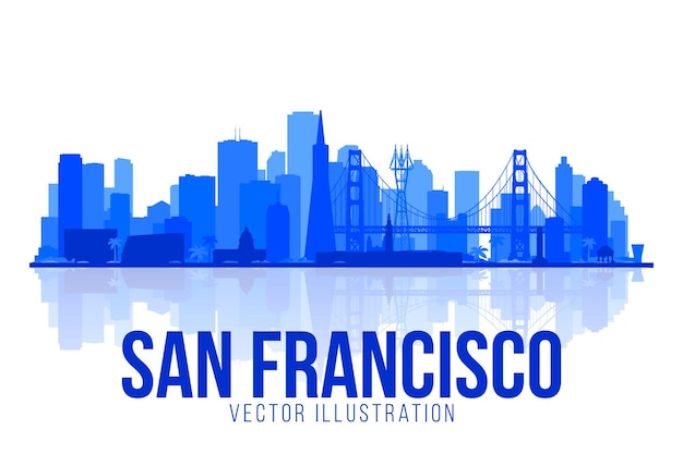 San francisco kalifornien silhouette skyline vektorlinien illustration hintergrund mit stadtpanorama reisebild