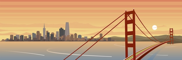 San francisco und golden gate bridge landschaft banner