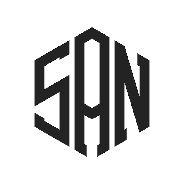 SAN-Logo-Design Anfangsbuchstaben SAN-Monogramm-Logo mit sechseckiger Form