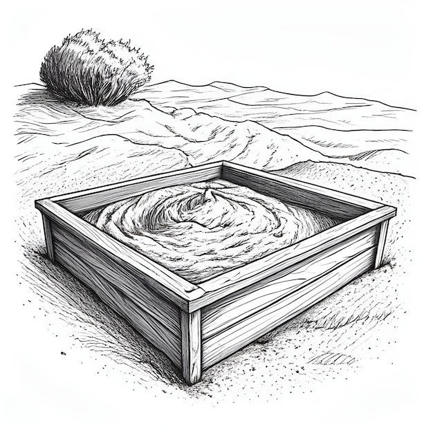 Sandbox Monochrome Tinte Skizze Vektorzeichnung Gravur-Stil Vektor-Illustration
