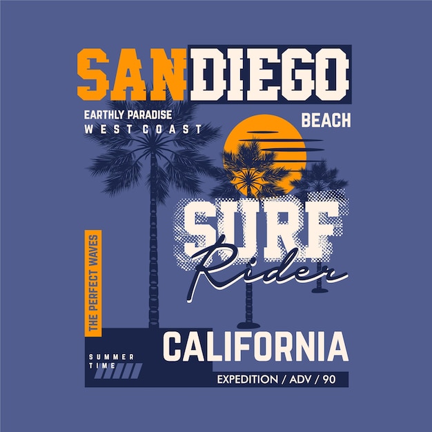 Sandiego strand text sonnenuntergang surf rider kalifornien palme