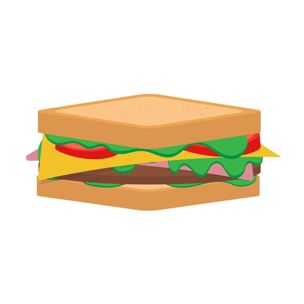 Vektor sandwich auf weißem hintergrund. vektor-illustration