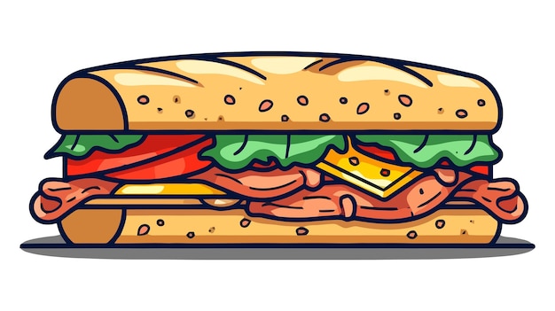 Vektor sandwich-cartoon-vektor-symbol-illustration, frühstück, lebensmittel-symbol-konzept, isoliert, premium-vektor, flacher cartoon-stil