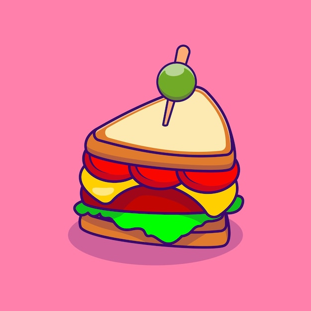 Sandwich cartoon vektorillustration flaches cartoon-konzept