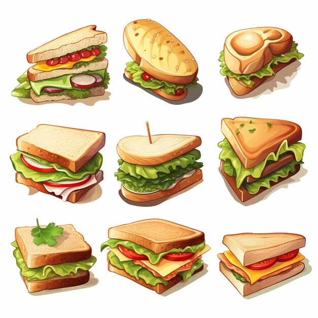 Vektor sandwich essen vektor brot snack illustration mittagessen mahlzeit käse schnell isoliert schinken restaurant