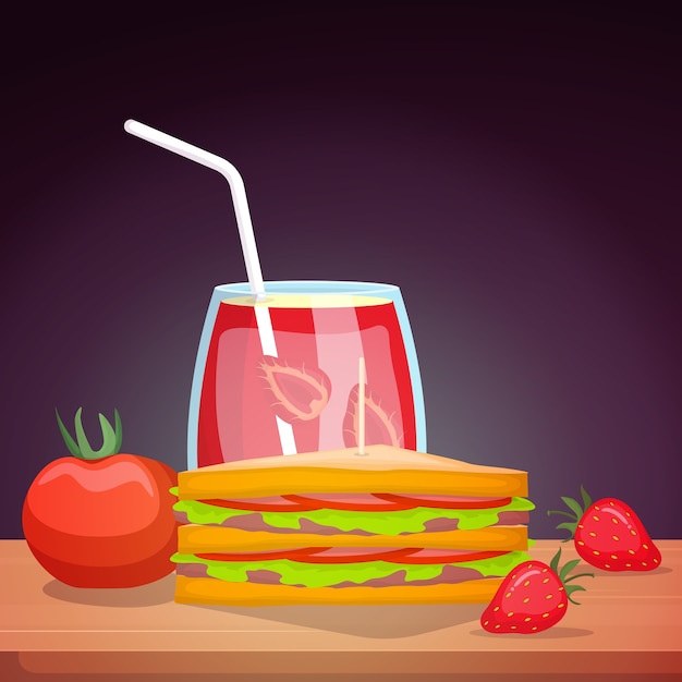 Sandwich food delicious tasty menu auf tabelle illustration