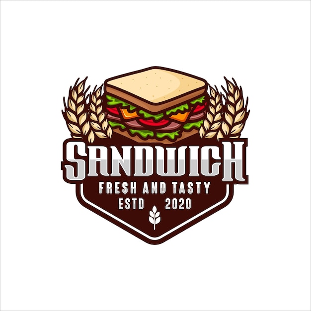 Sandwich frisch und lecker vektor-design-logo