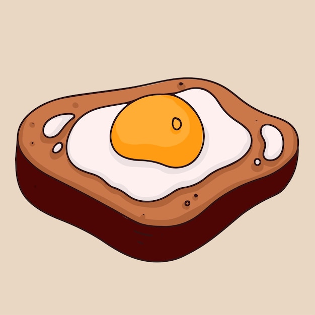 Sandwich-frühstück mit eiern und brot, illustration: ein stück brot mit einem ei