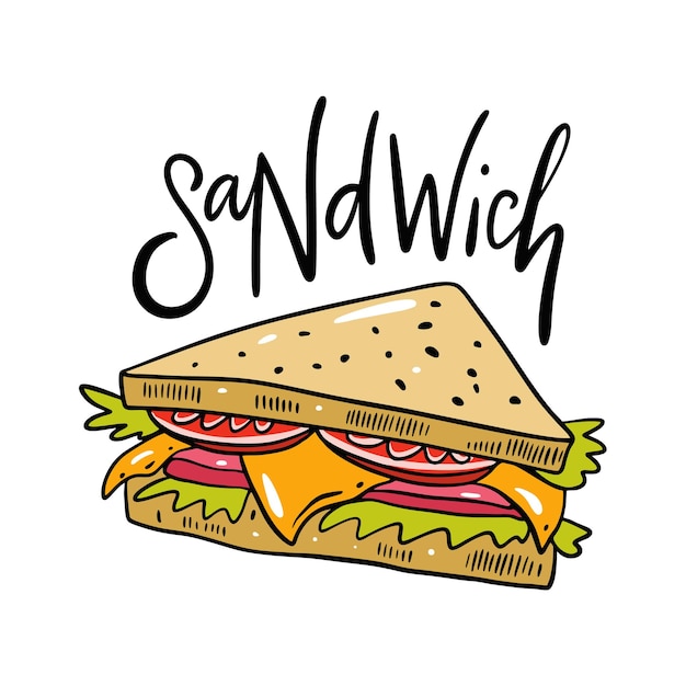 Vektor sandwich hand gezeichnet