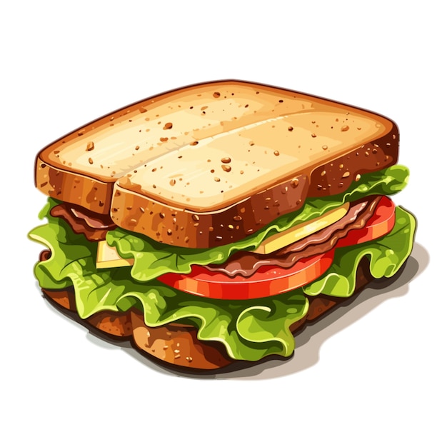 Sandwich-vektor auf weißem hintergrund