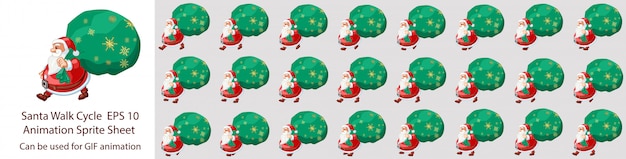 Santa claus walk cycle animation