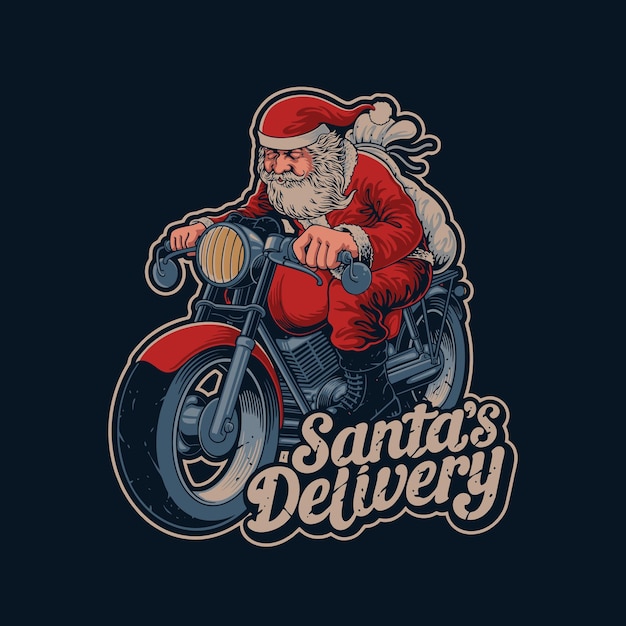 Santa fahrt motorradillustration