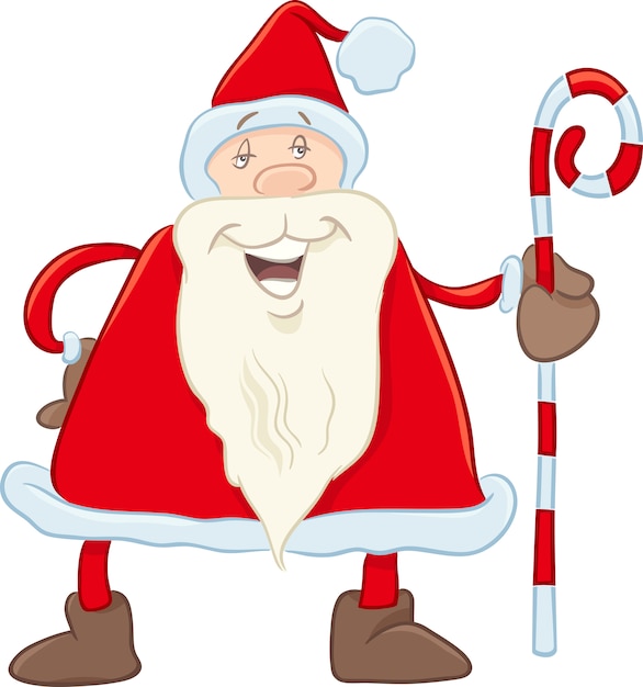 Vektor santa mit stock cartoon