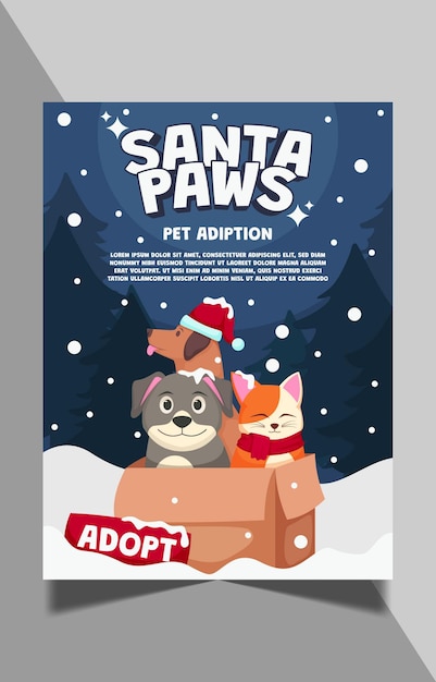 Santa paws adoptions-poster-vorlage