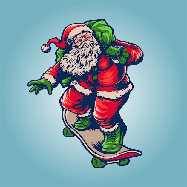 Santa skater illustration