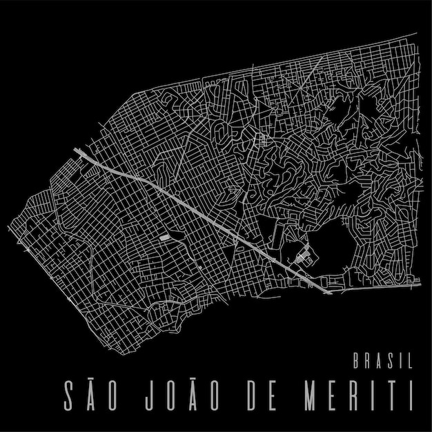 Sao Joao de Meriti Stadtvektorkarte Poster Brasilien Gemeindequadrat lineare Straßenkarte administratives Gemeindegebiet