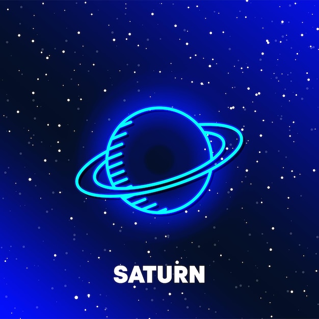 Saturn Planet Neon Icon Design Raum und Planeten und Universumskonzept Webelemente im Neonstil i