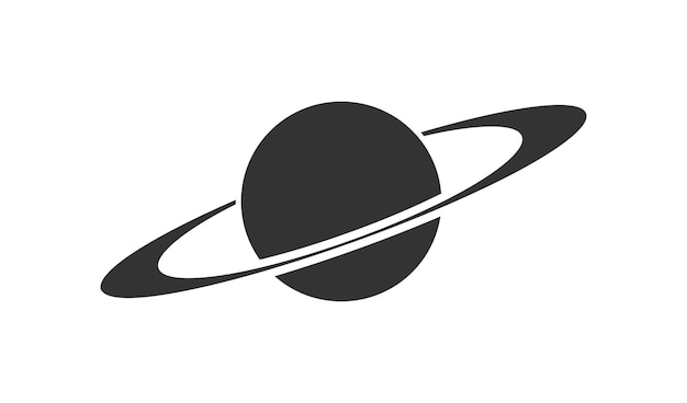 Saturn-Symbol Astronomie-Planet-Symbol Saturn-Ring-Silhuette-Kosmos-Zeichen im Vektor-Flat-Stil