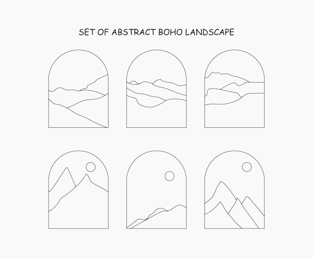 Satz abstrakte Boho-Landschaft