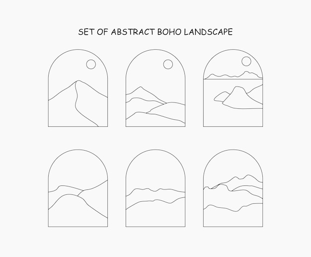 Satz abstrakte Boho-Landschaft