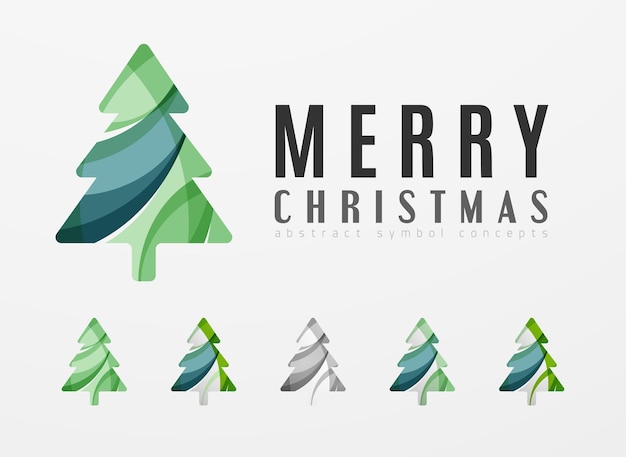 Satz abstrakter Weihnachtsbaum-Ikonen-Geschäftslogokonzepte sauberes modernes glattes Design