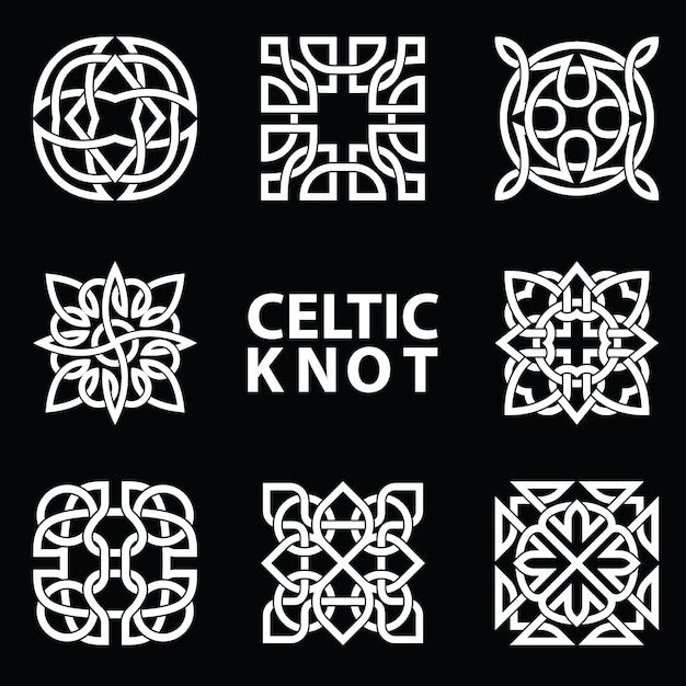 Satz alte symbole durchgeführt im keltischen knoten