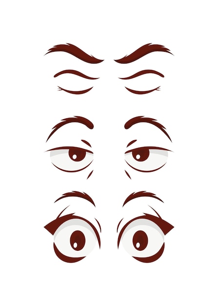 Satz Augen im flachen Stil isoliert auf weißem Hintergrund Vektorillustration