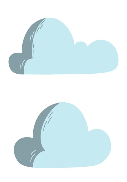 Satz blaugrauer wolken im flachen stil. wolkensymbol für ihr design. vektor-illustration