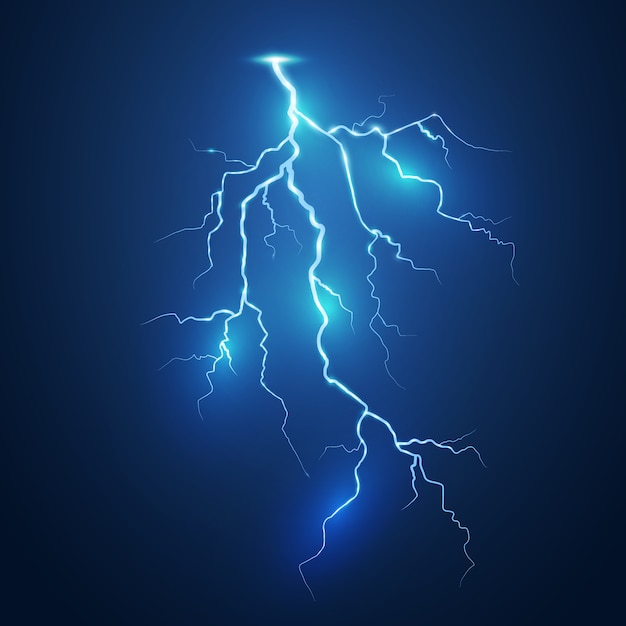 Satz Blitze. Gewitter und Blitze. Magische und helle Lichteffekte. Illustration