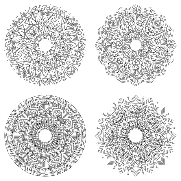 Satz blumenmandalas, vektorillustration