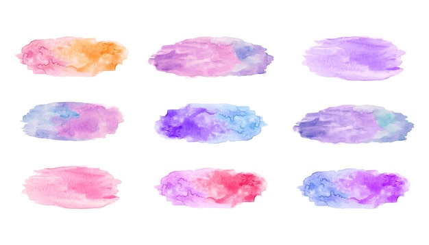 Satz bunte aquarellfleckzusammenfassungsformsammlung