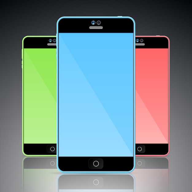Satz bunte intelligente Mobiltelefone