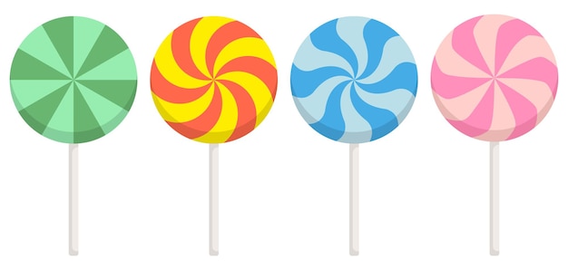 Satz bunte Lutscher-süße Bonbons Vektorillustration