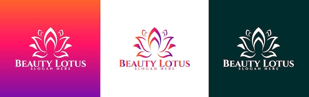 Satz buntes beauty-spa-lotus-logo und geschäft